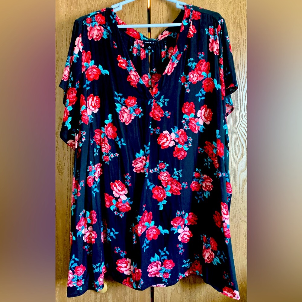 Torrid Red Blouse with Elegant Design
